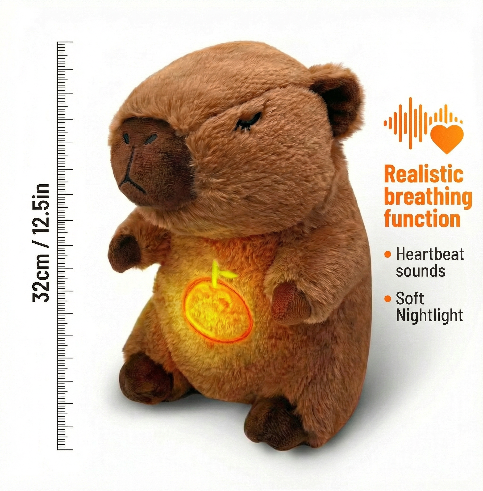 Soothie Capy Companion™ – Breathing Plush Sleep Buddy with Light and Sound
