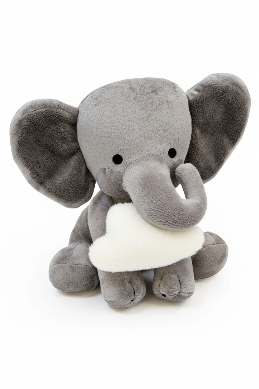 Grey Elephant Plush - White Background